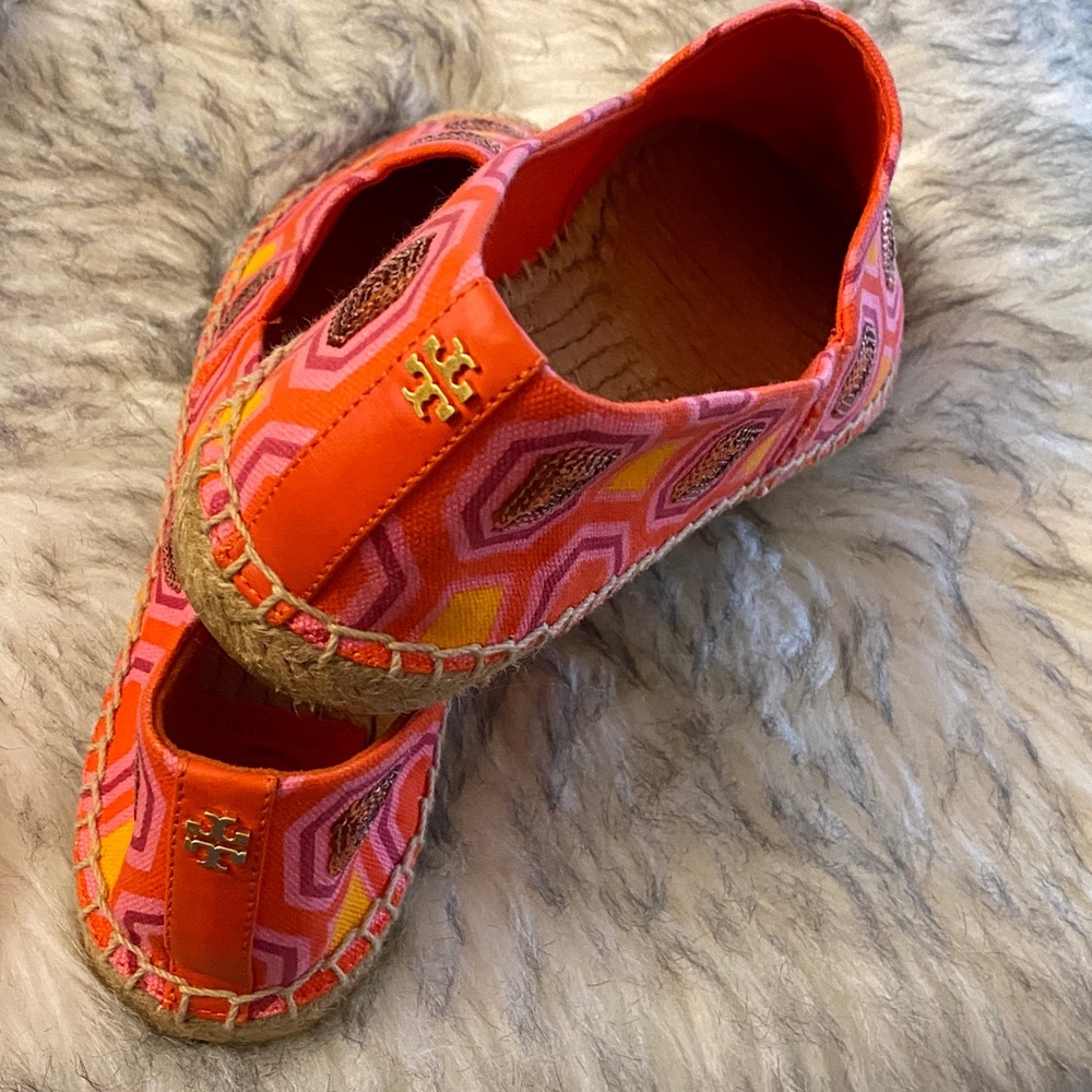 New Tory Burch Cecile Vibrant Geometric sequins Espadrilles